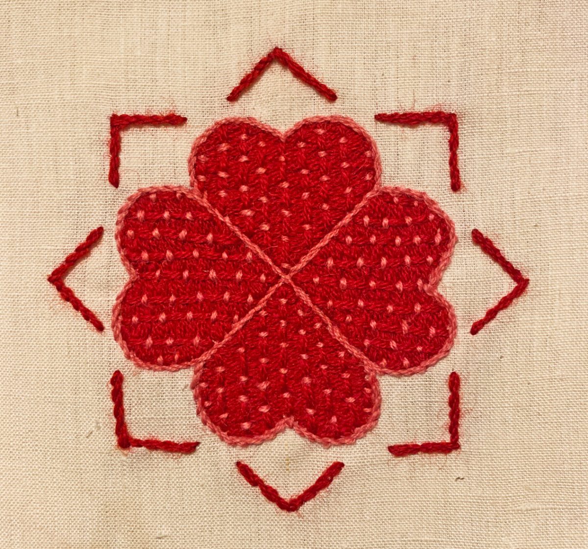 Kit de broderie Coeur Rouge point de Bayeux
