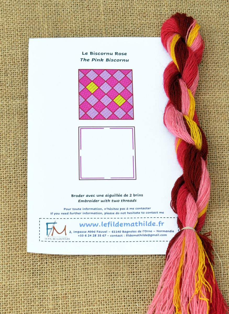 Fiche Couleur + Tresse Biscornu Rose