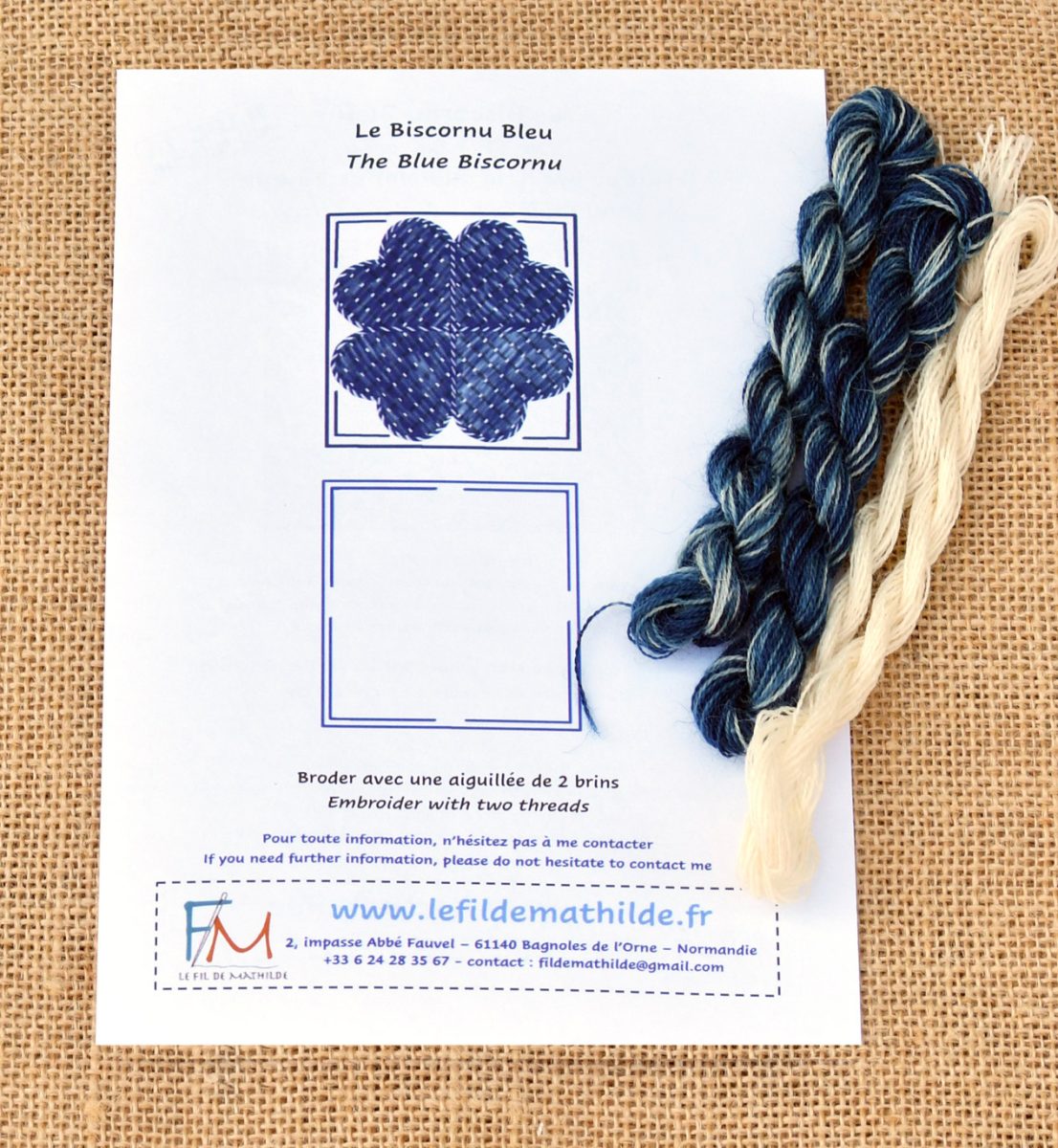 Fiche Couleur + Tresse Biscornu Bleu