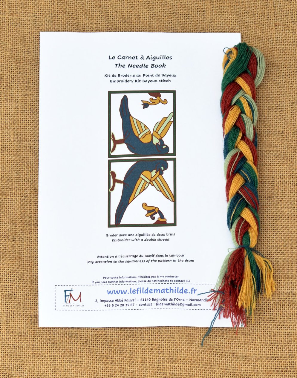 Fiche Couleur + Tresse Carnet à Aiguilles Oiseau
