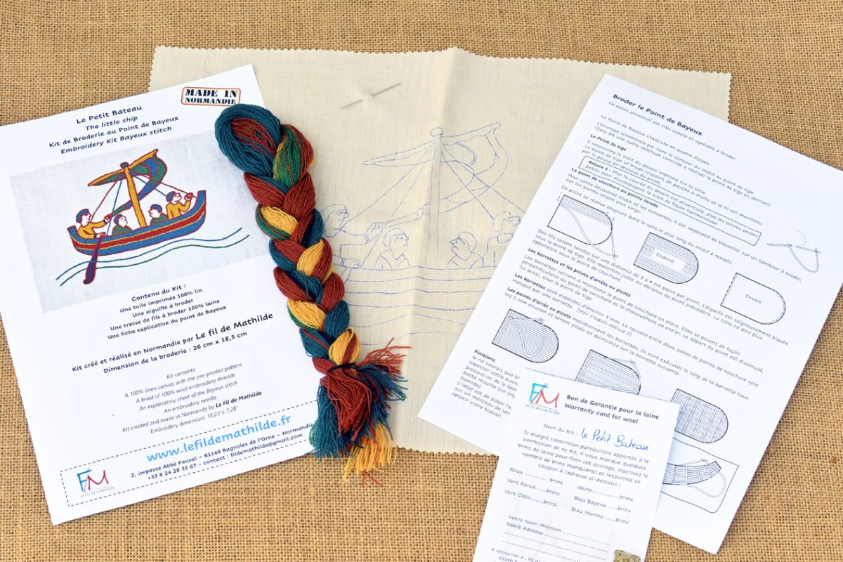 Kit à broder Le petit bateau contenu