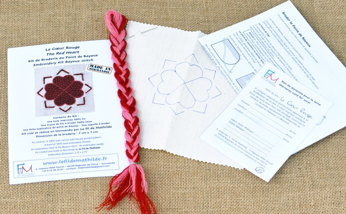 Kit à broder Le Coeur Rouge contenu