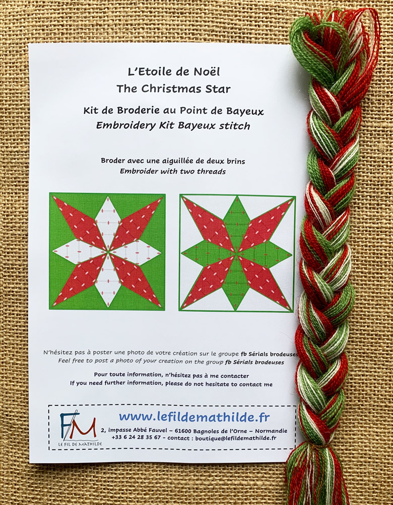 Fiche couleur Etoile de Noel Point de Bayeux